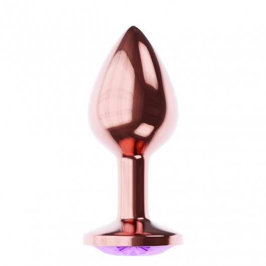 Пробка цвета розового золота с фиолетовым кристаллом Diamond Amethyst Shine L - 8,3 см. - Lola Games - купить с доставкой в Екатеринбурге