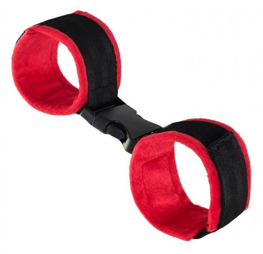 Красно-черные велюровые наручники Anonymo - ToyFa - купить с доставкой в Екатеринбурге