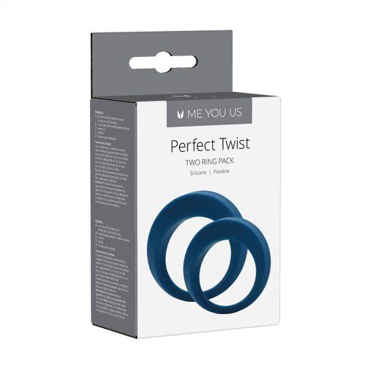 Набор из 2 синих эрекционных колец Perfect Twist Cock Ring Set - Me You Us - в Екатеринбурге купить с доставкой