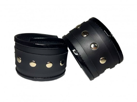 Черные наручники из эко-кожи - БДСМ Арсенал - купить с доставкой в Екатеринбурге