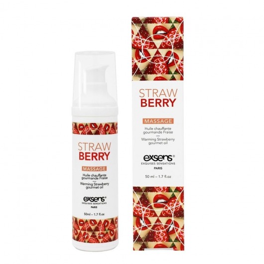 Разогревающее массажное масло  с ароматом клубники Gourmet Strawberry - 50 мл. - Exsens - купить с доставкой в Екатеринбурге