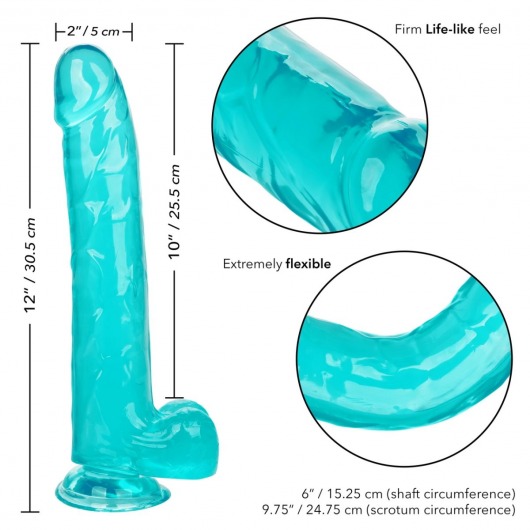 Аквамариновый фаллоимитатор-гигант Size Queen 10  - 30,5 см. - California Exotic Novelties