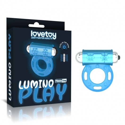 Голубое, светящееся в темноте эрекционное виброкольцо Lumino Play Vibrating Penis Ring - Lovetoy - в Екатеринбурге купить с доставкой