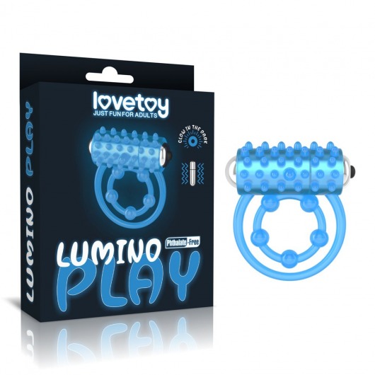 Голубое, светящееся в темноте виброкольцо Lumino Play Vibrating Penis Ring - Lovetoy - в Екатеринбурге купить с доставкой