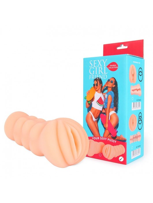 Телесный мастурбатор-вагина с комплектом эрекционных колец - Bior toys - в Екатеринбурге купить с доставкой