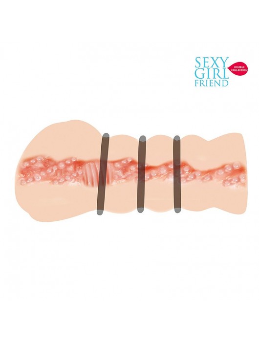 Телесный мастурбатор-вагина с комплектом эрекционных колец - Bior toys - в Екатеринбурге купить с доставкой