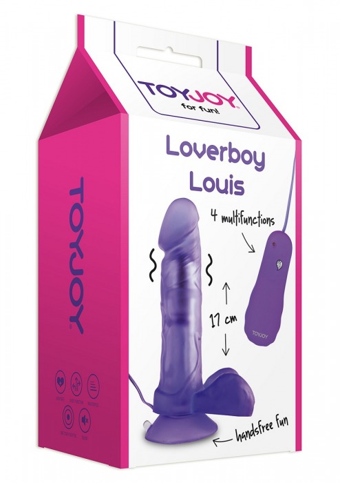 Фиолетовый вибратор на присоске LOVERBOY LOUIS - 16,5 см. - Toy Joy