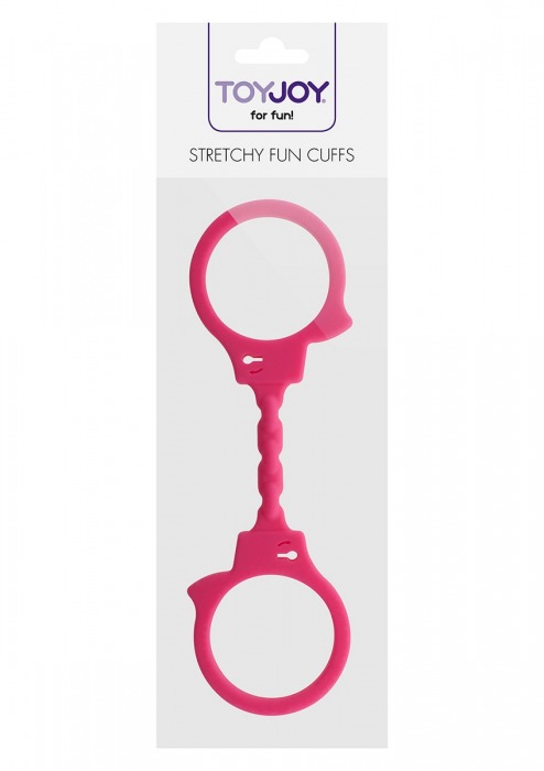 Розовые эластичные наручники STRETCHY FUN CUFFS - Toy Joy - купить с доставкой в Екатеринбурге