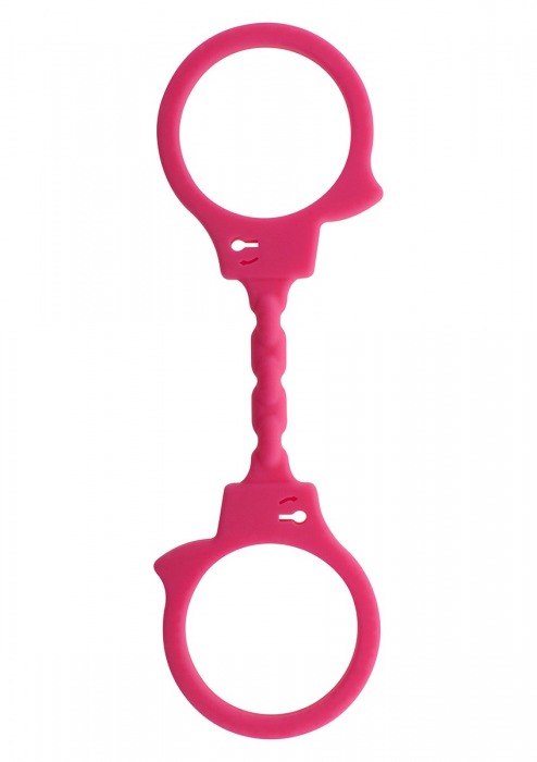 Розовые эластичные наручники STRETCHY FUN CUFFS - Toy Joy - купить с доставкой в Екатеринбурге