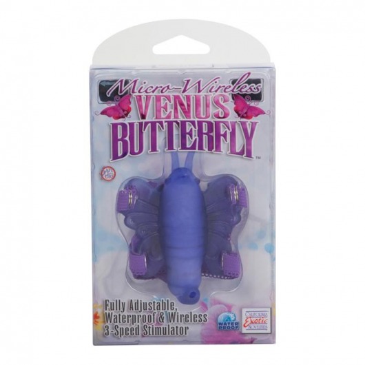 Фиолетовая вибробабочка на ремешках Micro Wireless Venus Butterfly - California Exotic Novelties