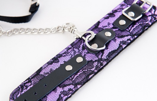 Пурпурный кружевной набор: ошейник и наручники - ToyFa - купить с доставкой в Екатеринбурге