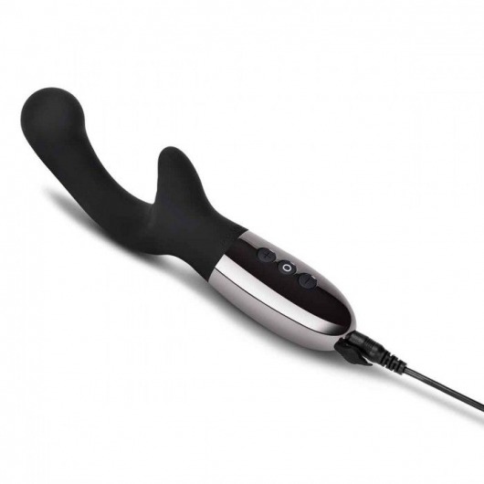Черный вибромассажер с двумя моторами Le Wand XO - 19 см. - Le Wand