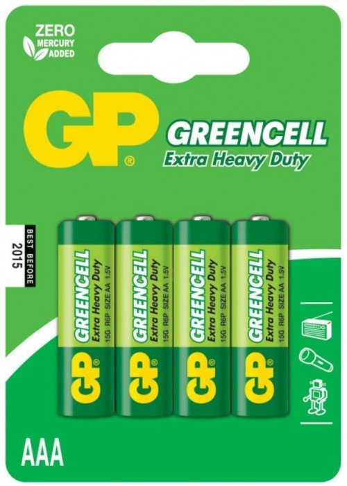 Батарейки солевые GP GreenCell AAA/R03G - 4 шт. - Элементы питания - купить с доставкой в Екатеринбурге
