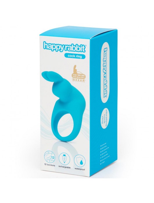 Голубое эрекционное виброкольцо Happy Rabbit Rechargeable Rabbit Cock Ring - Happy Rabbit - в Екатеринбурге купить с доставкой