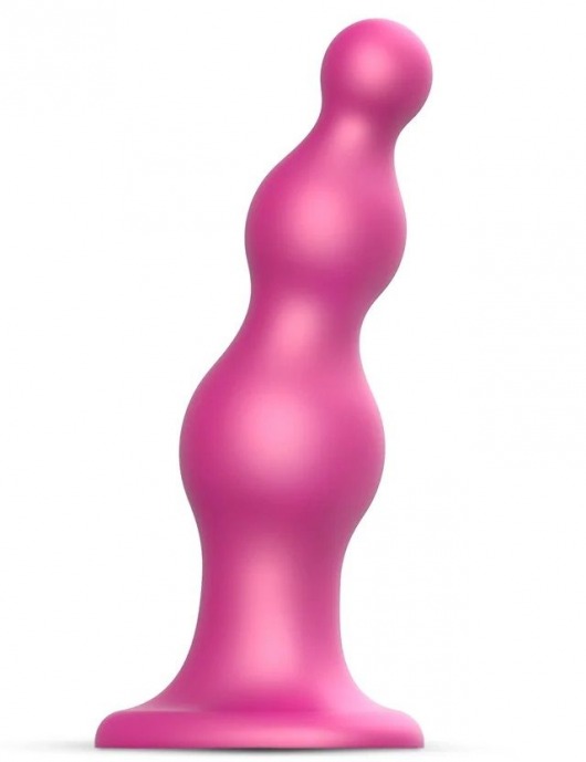 Розовая насадка Strap-On-Me Dildo Plug Beads size S - Strap-on-me - купить с доставкой в Екатеринбурге