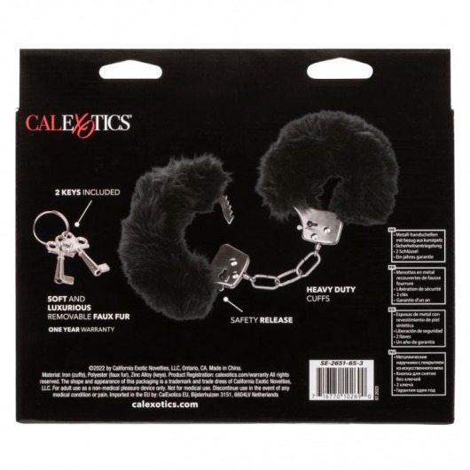 Металлические наручники с черным мехом Ultra Fluffy Furry Cuffs - California Exotic Novelties - купить с доставкой в Екатеринбурге
