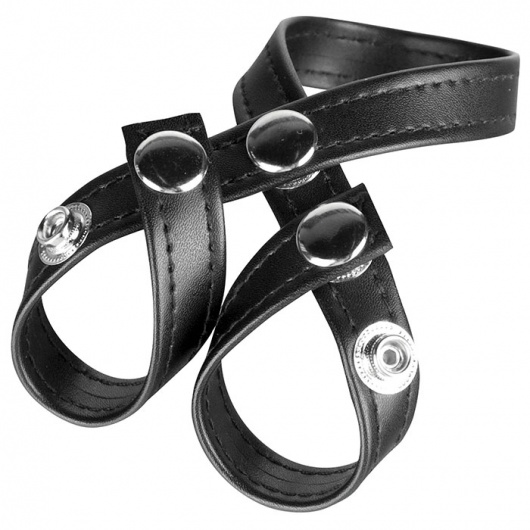 Разделитель мошонки из искусственной кожи на клепках 8 STYLE BALL DIVIDER - BlueLine - купить с доставкой в Екатеринбурге