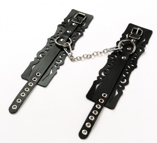 Узорчатые кожаные оковы с регулируемыми ремешками - Crazy Handmade - купить с доставкой в Екатеринбурге