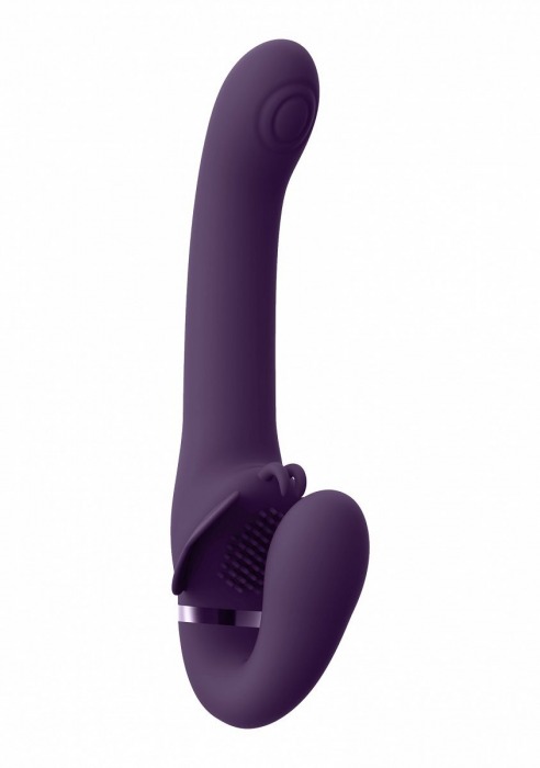 Фиолетовый женский безремневой вибрострапон Satu - 23 см. - Shots Media BV - купить с доставкой в Екатеринбурге