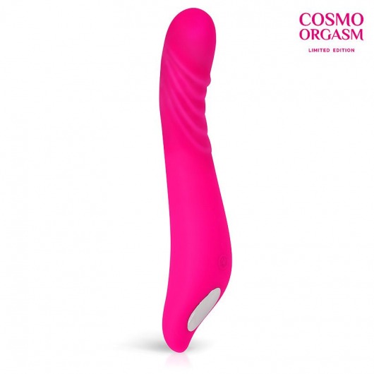 Розовый изогнутый вибромассажёр из силикона для G-стимуляции - 21,3 см. - Cosmo