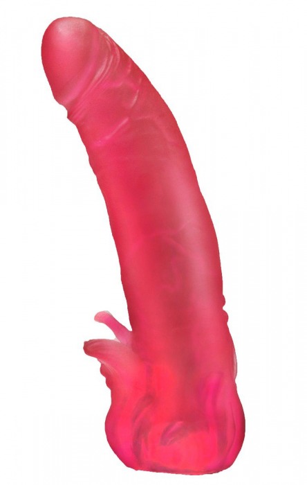 Розовая насадка для страпона с клиторальными лепестками - 18,5 см. - LOVETOY (А-Полимер) - купить с доставкой в Екатеринбурге