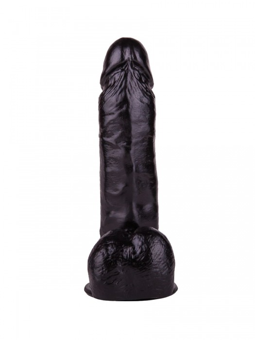 Чёрный фаллоимитатор с мошонкой на присоске - 16 см. - LOVETOY (А-Полимер)