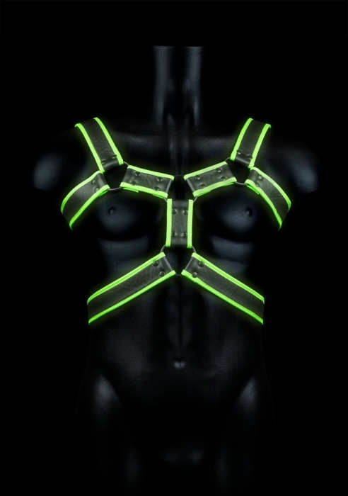 Стильная портупея Body Harness с неоновым эффектом - размер L-XL - Shots Media BV - купить с доставкой в Екатеринбурге