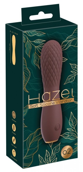 Коричневый вибратор Hazel 02 с рельефной головкой - 14 см. - Orion