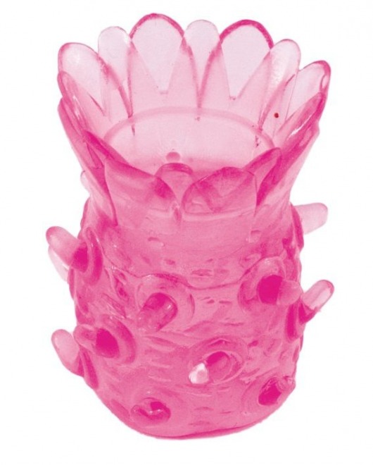Розовая рельефная насадка на пенис - Toyfa Basic - в Екатеринбурге купить с доставкой