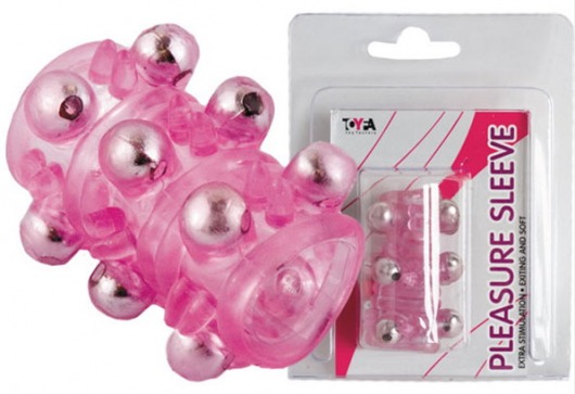 Розовая насадка c шариками Pleasure Sleeve - Toyfa Basic - в Екатеринбурге купить с доставкой