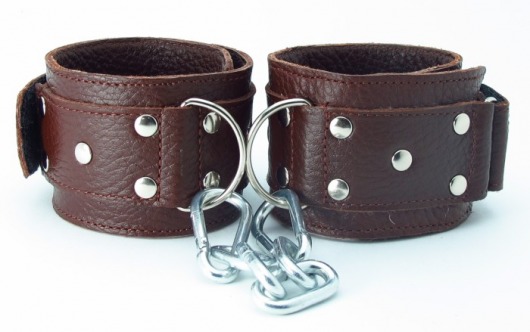 Коричневые кожаные наручники - БДСМ Арсенал - купить с доставкой в Екатеринбурге