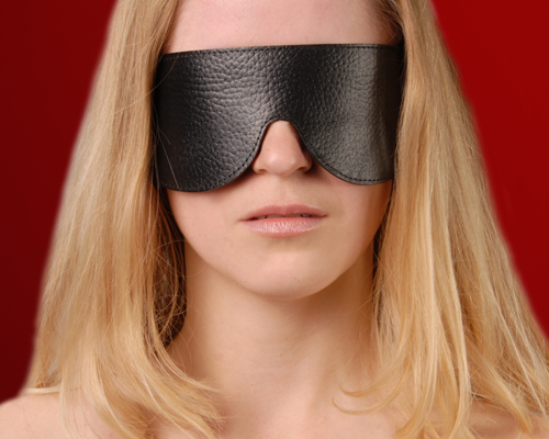 Чёрная широкая кожаная маска на глаза - Sitabella - купить с доставкой в Екатеринбурге