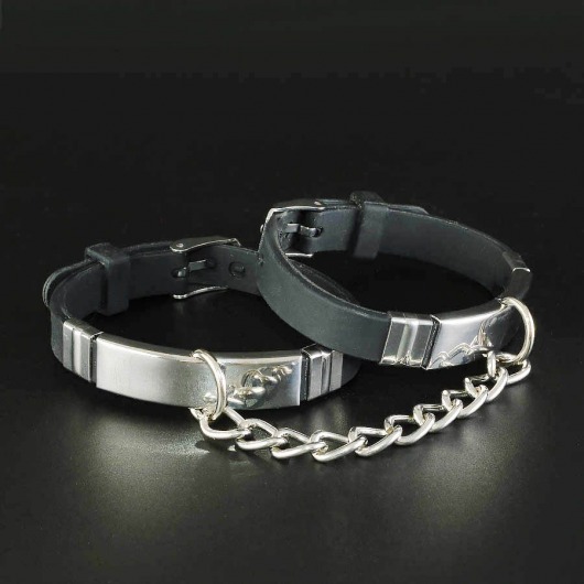 Черные силиконовые наручники с серебристой цепочкой - Sitabella - купить с доставкой в Екатеринбурге