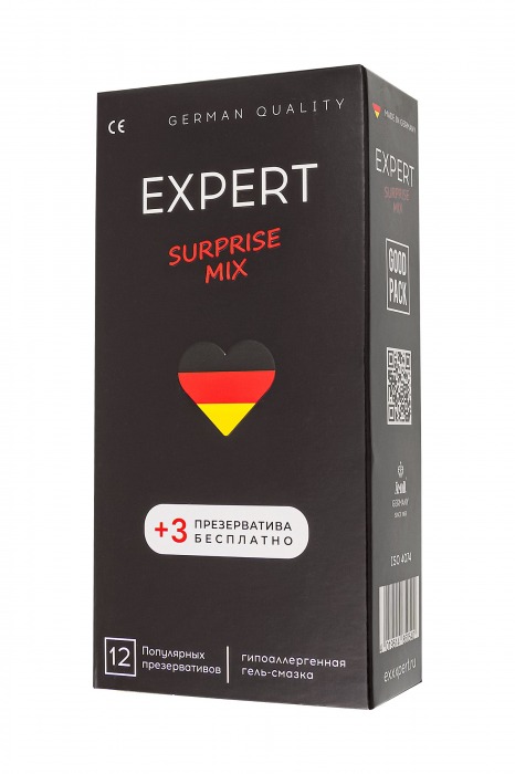 Презервативы EXPERT Surprise Mix - 12 шт.(+3 в подарок) - Expert - купить с доставкой в Екатеринбурге