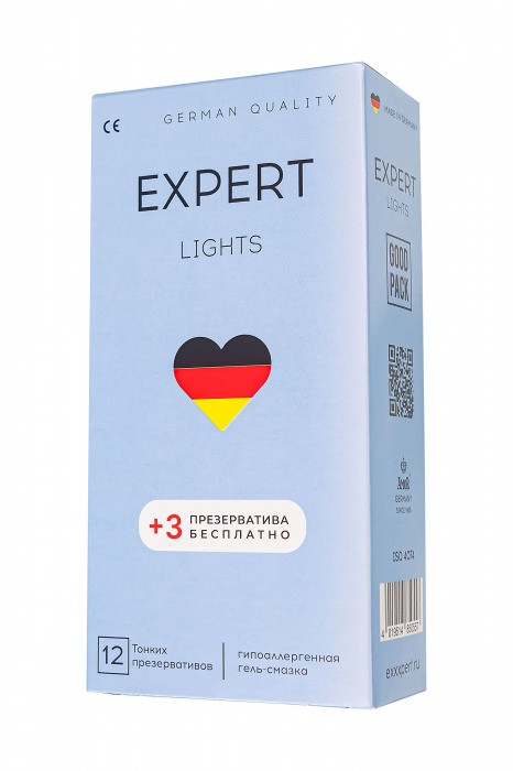 Ультратонкие презервативы EXPERT Lights - 12 шт.(+3 в подарок) - Expert - купить с доставкой в Екатеринбурге