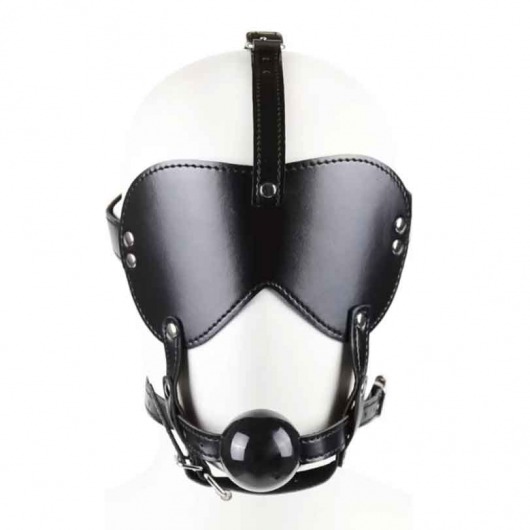 Черная маска-шоры с регулируемыми ремешками и кляпом-шариком - Notabu - купить с доставкой в Екатеринбурге