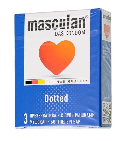 Презервативы с пупырышками Masculan Dotted - 3 шт. - Masculan - купить с доставкой в Екатеринбурге