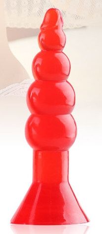 Красная анальная пробка-елочка с присоской - Baile
