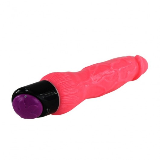 Тёмно-розовый вибратор реалистичной формы - 23,5 см. - Baile