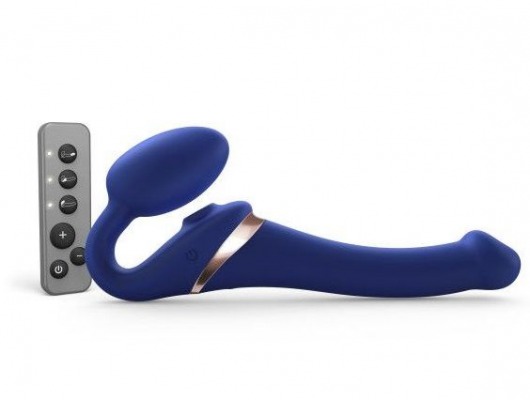 Синий безремневой страпон Multi Orgasm Size S с клиторальной стимуляцией - Strap-on-me - купить с доставкой в Екатеринбурге