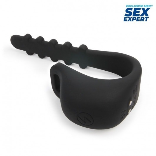 Черное эрекционное кольцо с электростимуляцией Sex Expert - Sex Expert - купить с доставкой в Екатеринбурге