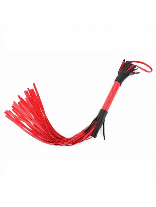 Красно-черная плетка из натуральной кожи - 51 см. - БДСМ Арсенал - купить с доставкой в Екатеринбурге