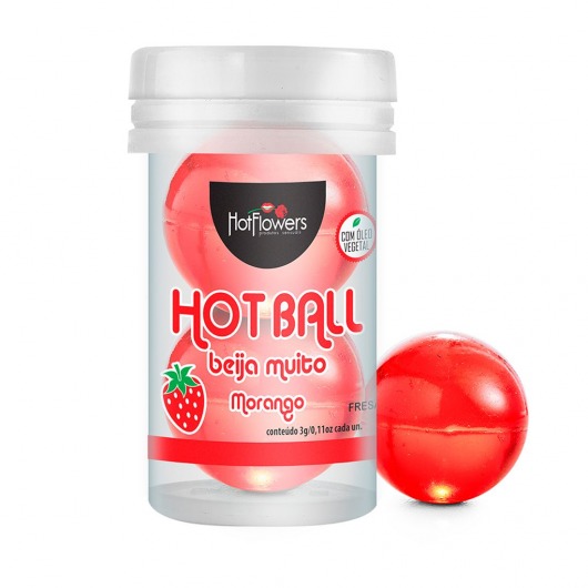 Лубрикант на масляной основе Hot Ball Beija Muito с ароматом клубники (2 шарика по 3 гр.) - HotFlowers - купить с доставкой в Екатеринбурге