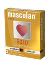 Презервативы Masculan Ultra Gold с золотым напылением и ароматом ванили - 3 шт. - Masculan - купить с доставкой в Екатеринбурге