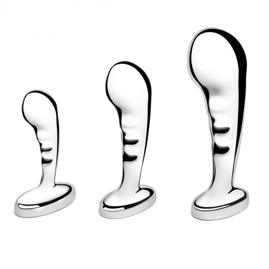 Набор из 3 стальных стимуляторов простаты Stainless Steel P-spot Training Set - b-Vibe - в Екатеринбурге купить с доставкой