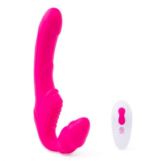 Розовый безремневой страпон на радиоуправлении Strapless Together - 22 см. - Together Toy - купить с доставкой в Екатеринбурге