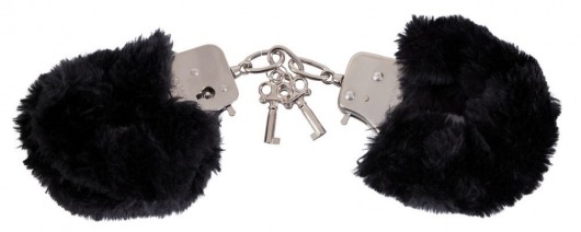 Черные меховые наручники Love Cuffs Black - Orion - купить с доставкой в Екатеринбурге