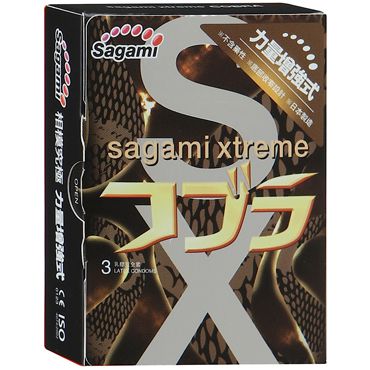 Суженные к основанию презервативы Sagami Xtreme COBRA - 3 шт. - Sagami - купить с доставкой в Екатеринбурге