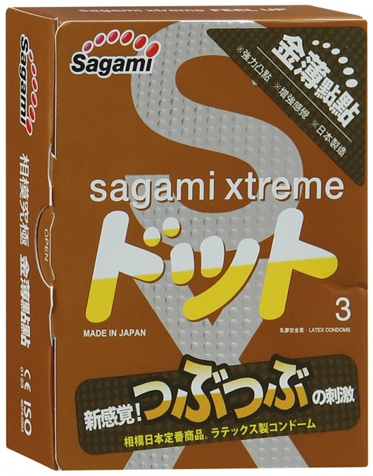 Презервативы Sagami Xtreme FEEL UP с точечной текстурой и линиями прилегания - 3 шт. - Sagami - купить с доставкой в Екатеринбурге