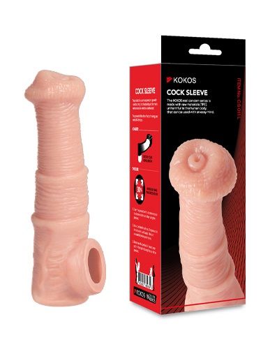 Телесная фантазийная насадка на член Cock Sleeve Size M - KOKOS - в Екатеринбурге купить с доставкой